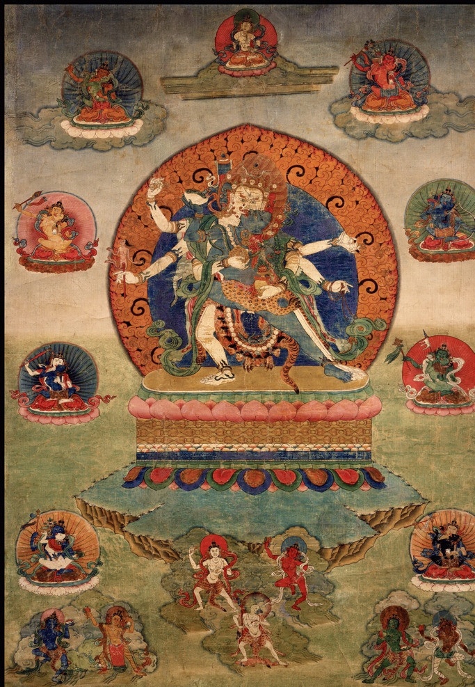 寂静本尊 唐卡 老唐卡 传承 西藏 藏传 佛教 密宗 法器 佛 菩萨 成就 成就者 大德 喇嘛 活佛 宗教信仰 文化艺术