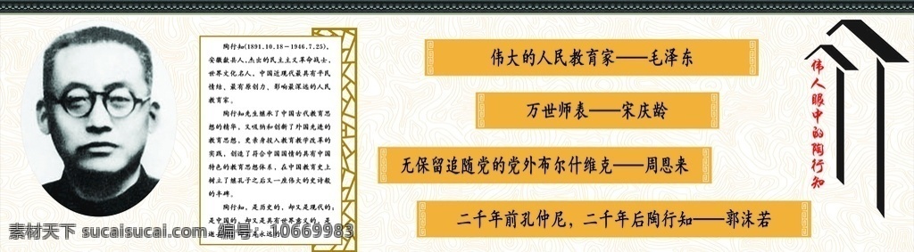 行知文化墙 行知文化 内容介绍 底板 屋檐 边框