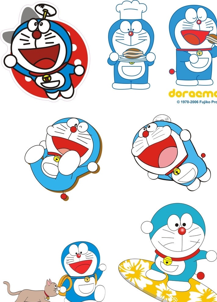 叮当猫 矢量人物 矢量素材 小叮当 竹蜻蜓 厨师帽 铜锣烧 英文 猫 冲浪板 其他矢量 其他人物 矢量