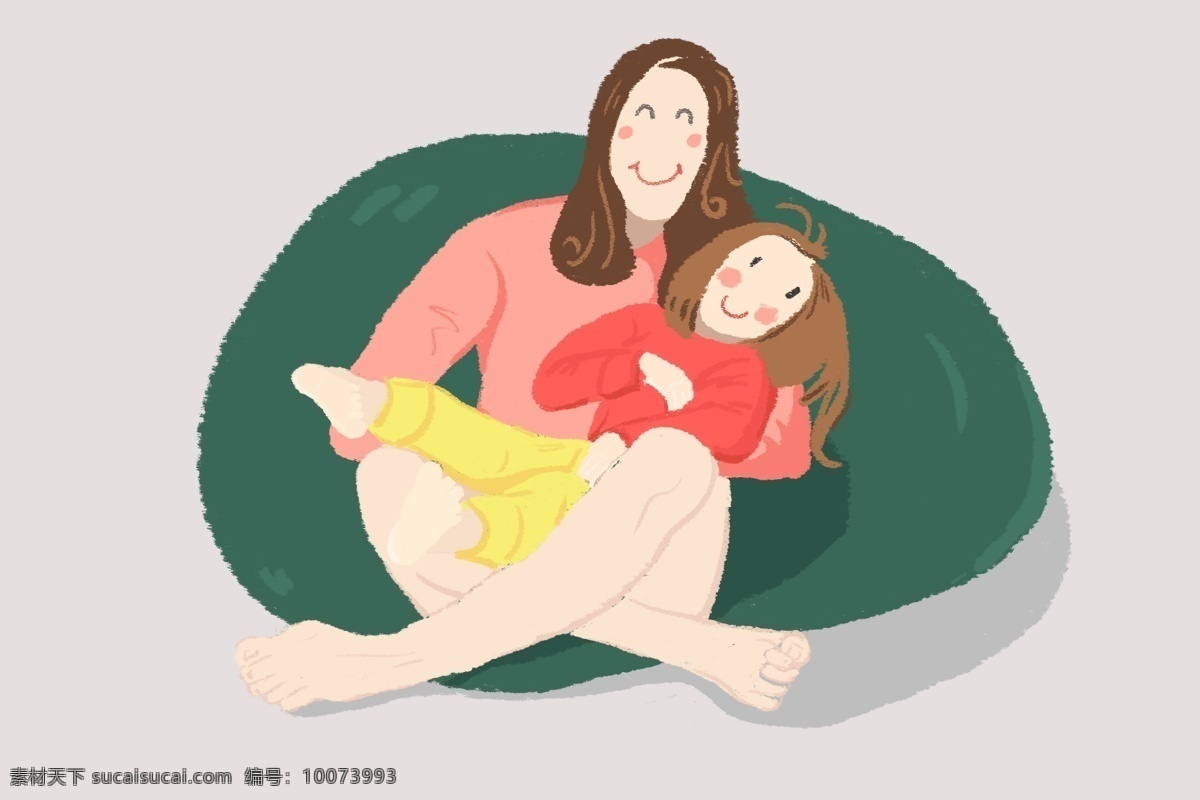 母亲节 插画 手绘 装饰 妈妈和孩子 妈妈抱孩子 彩绘 卡通 彩色 节日 女生 可爱 人物 孩子 母亲手绘