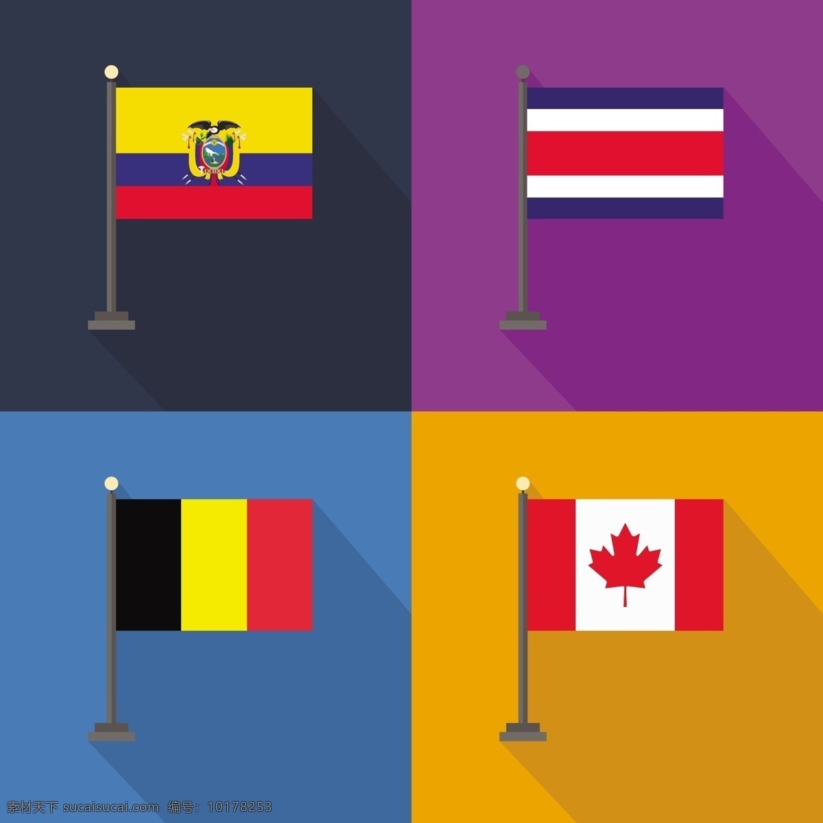 厄瓜多尔 哥斯达黎加 加拿大 国旗 世界 旗帜 标志 国家 爱国 地理 比利时 橙色