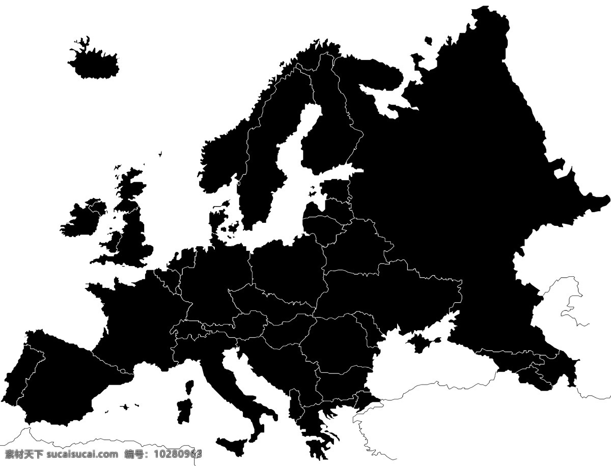 欧洲 地图 矢量 黑色 欧洲风格 矢量图 其他矢量图