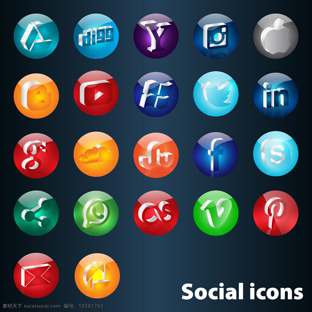 社会图标按钮 图标按钮 社会图标 按钮 社会 矢量素材