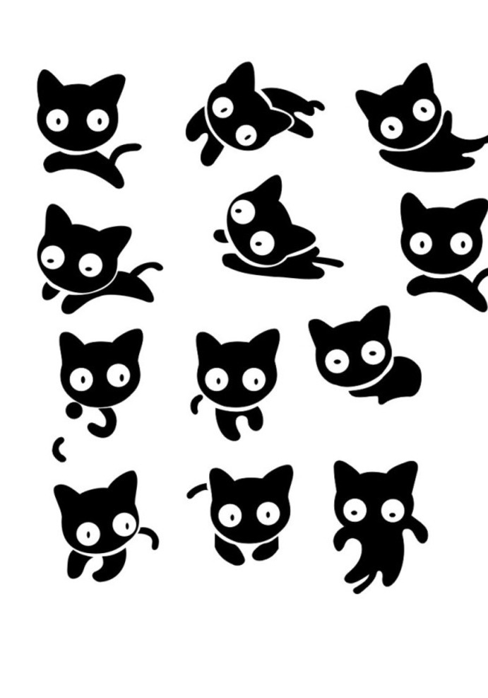 小猫猫 剪影 卡通猫 小猫猫剪影 可爱猫咪 小动物 小猫