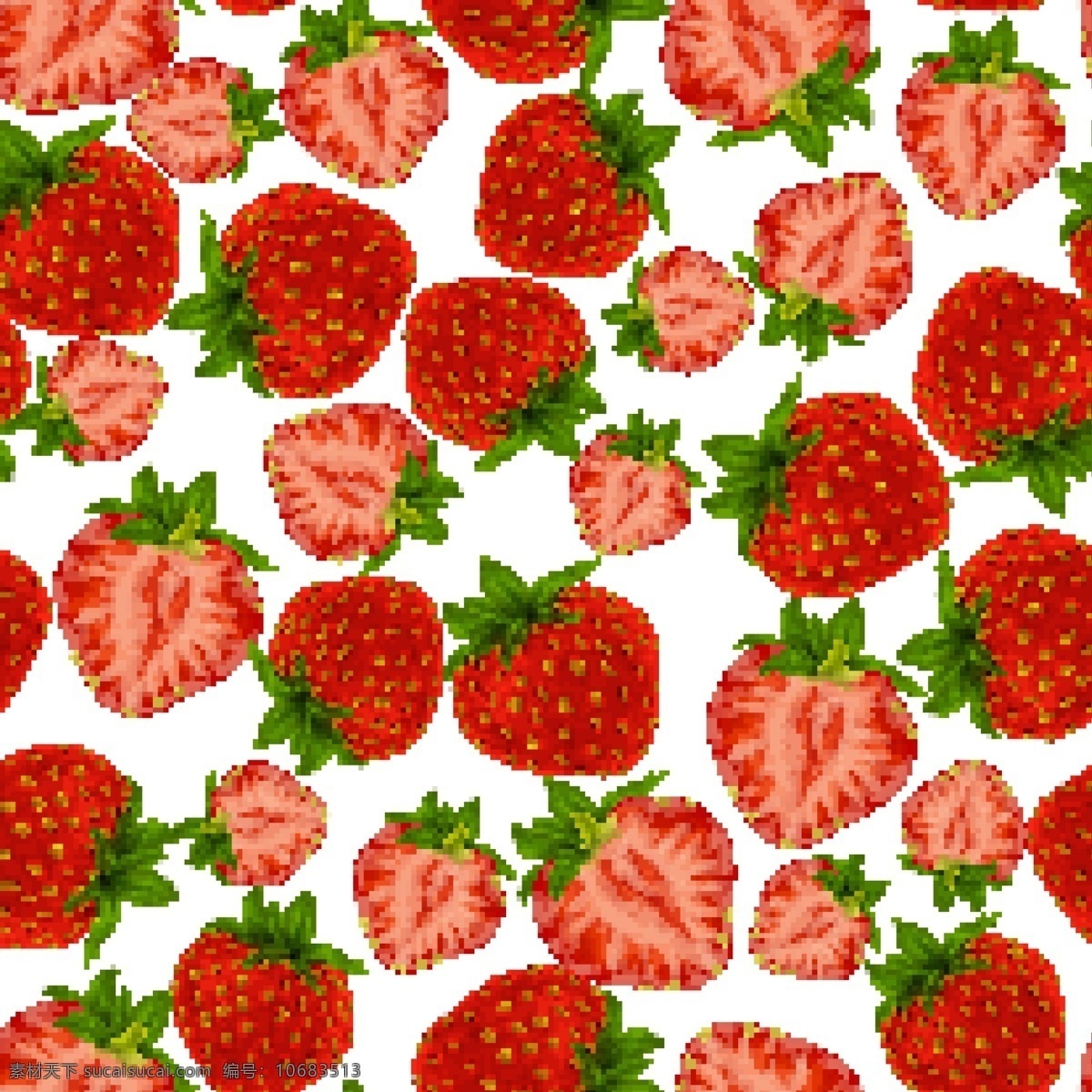 红色 草莓 无缝 背景 矢量 水果 无缝背景 切片 矢量图