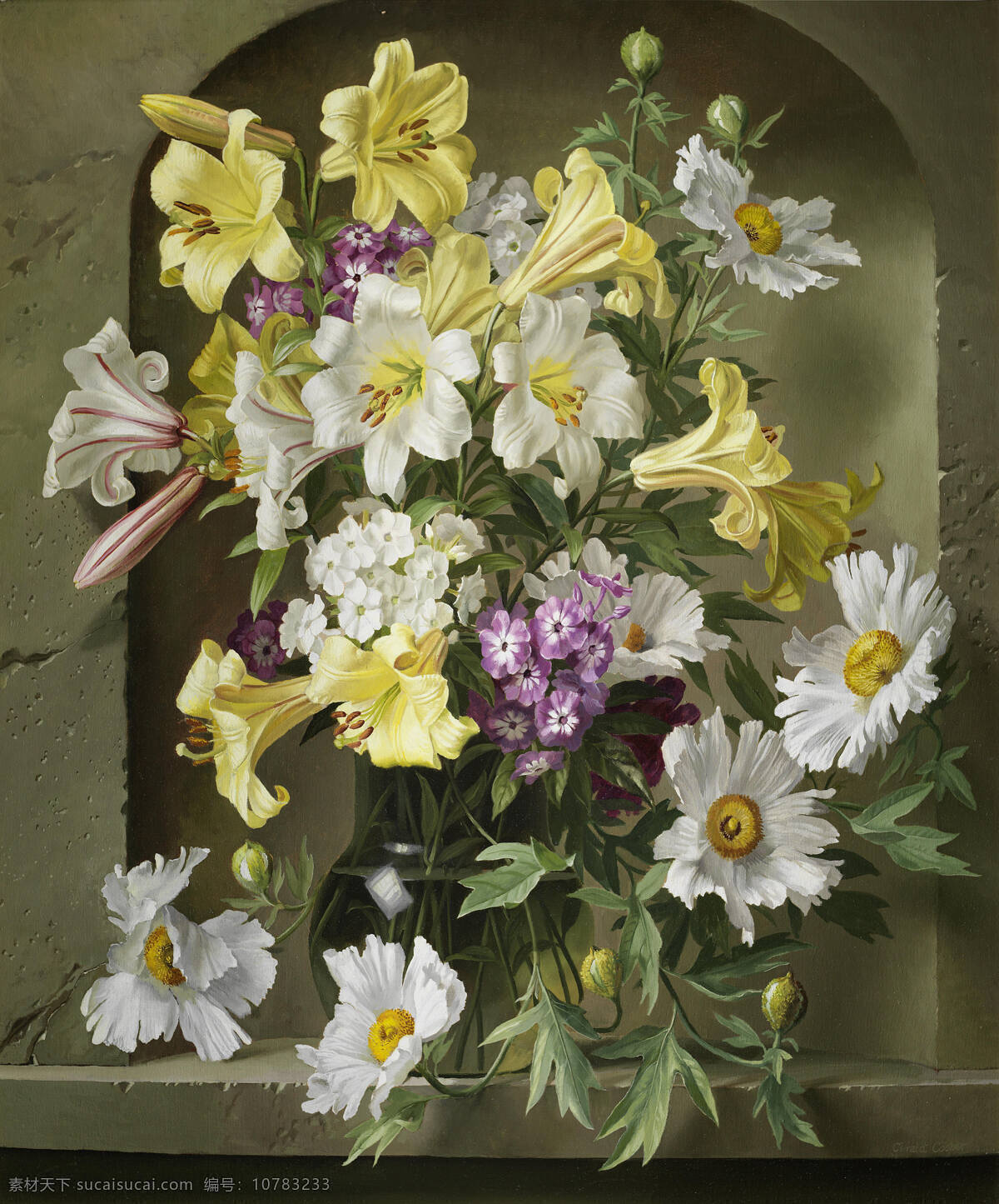 静物鲜花 百合 混搭鲜花 永恒之美 玻璃花瓶 19世纪油画 油画 绘画书法 文化艺术