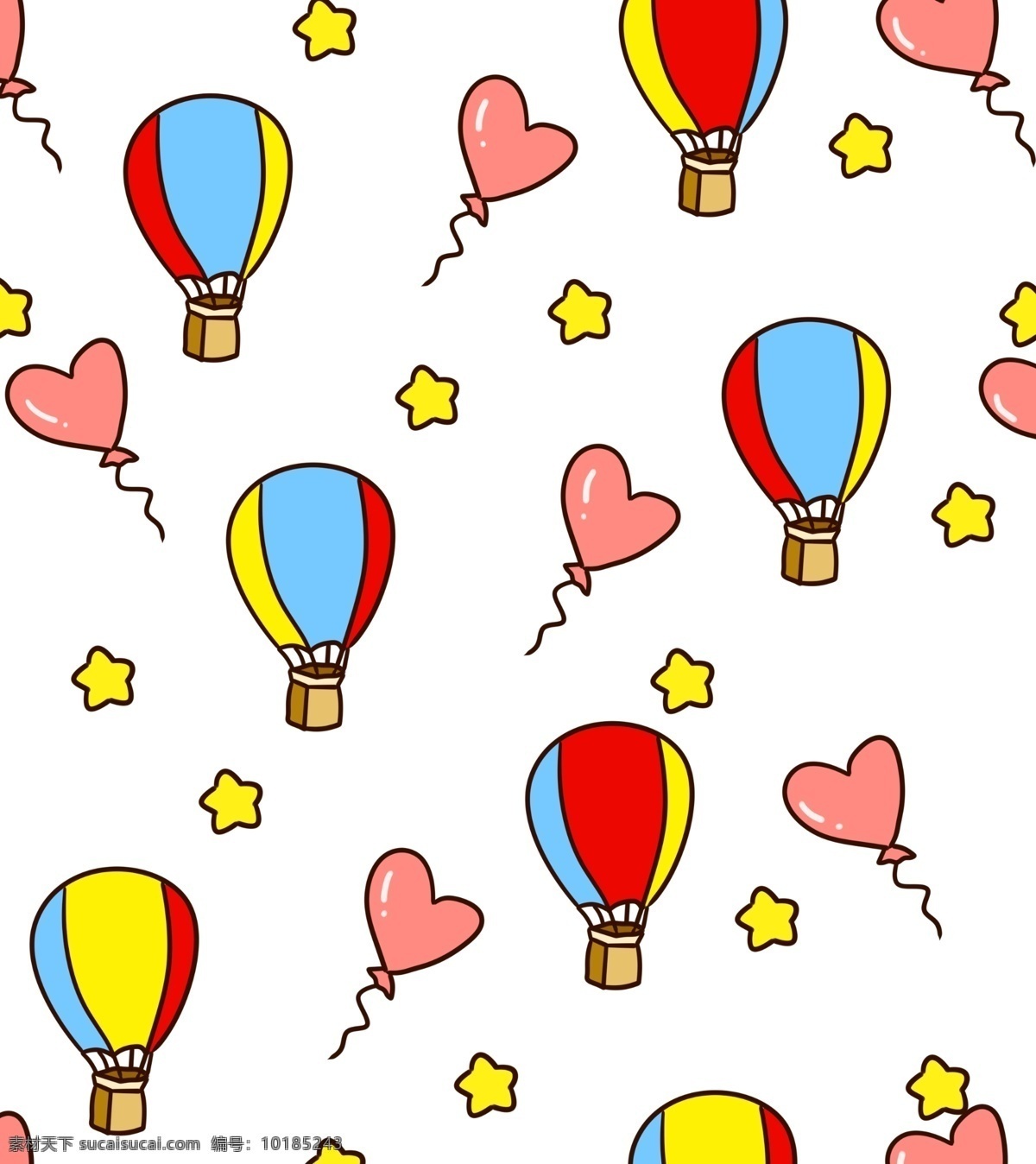 彩色 气球 底纹 插画 黄色 五角星 手绘气球底纹 爱心底纹 可爱的底纹 底纹插画