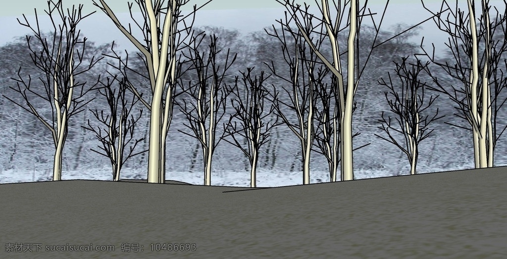 冬季枯树 枯树 光秃秃的树 雪树 景观 绿化 skp 3d 植物 模型 sketchup 草图 大师 文件 植物模型 其他模型 3d设计模型 源文件