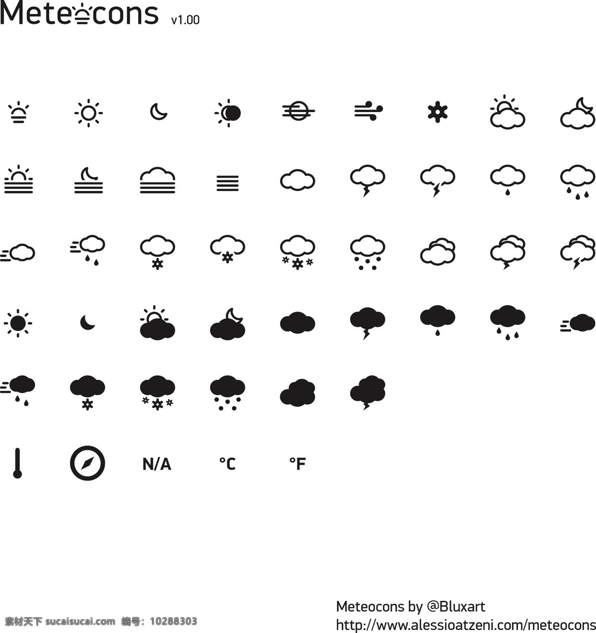 简洁 轮廓 矢量 天气 图标 icon 黑白 psd源文件