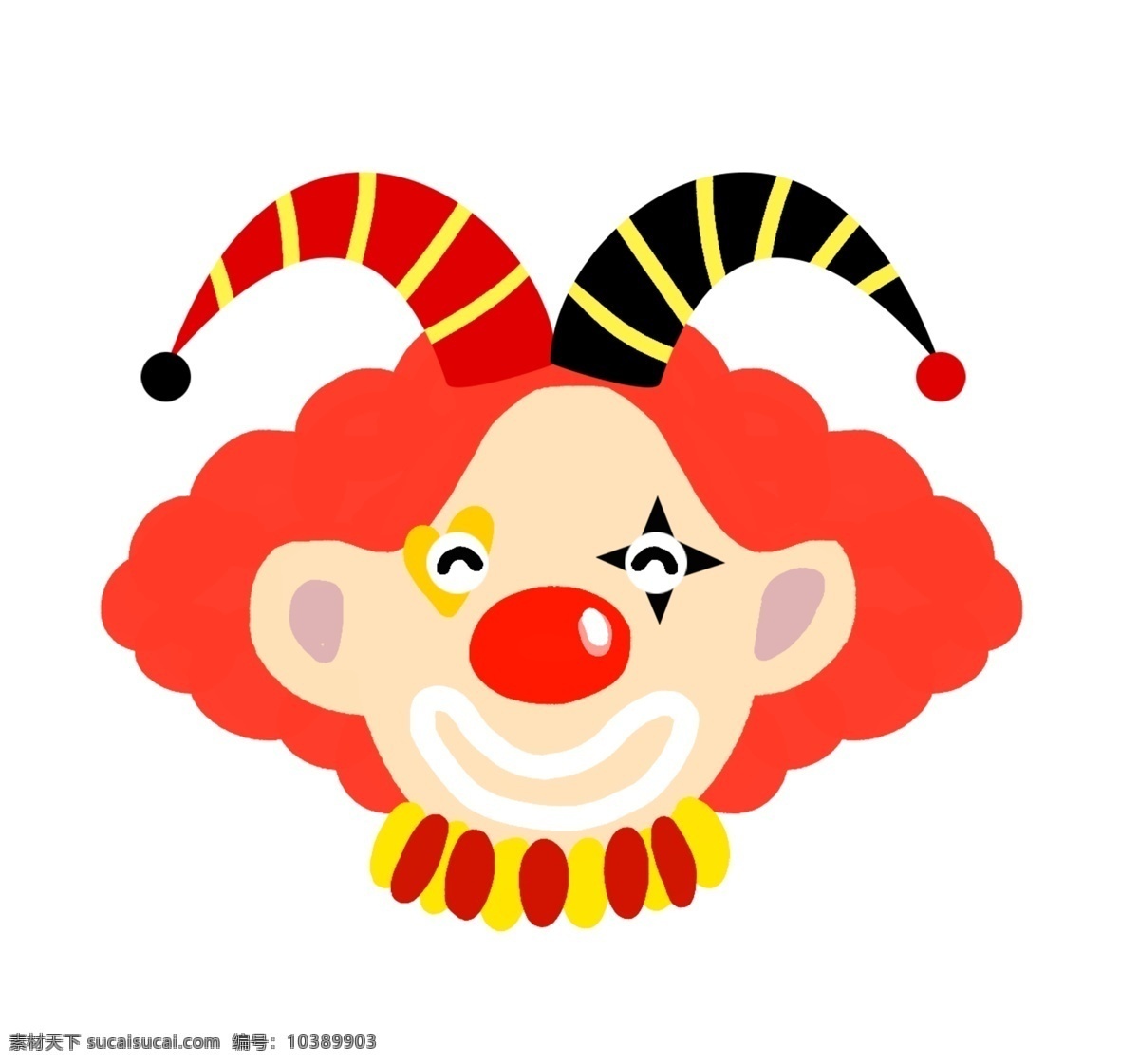 马戏团 红色 小丑 插画 漂亮 手绘 卡通 装饰 可爱