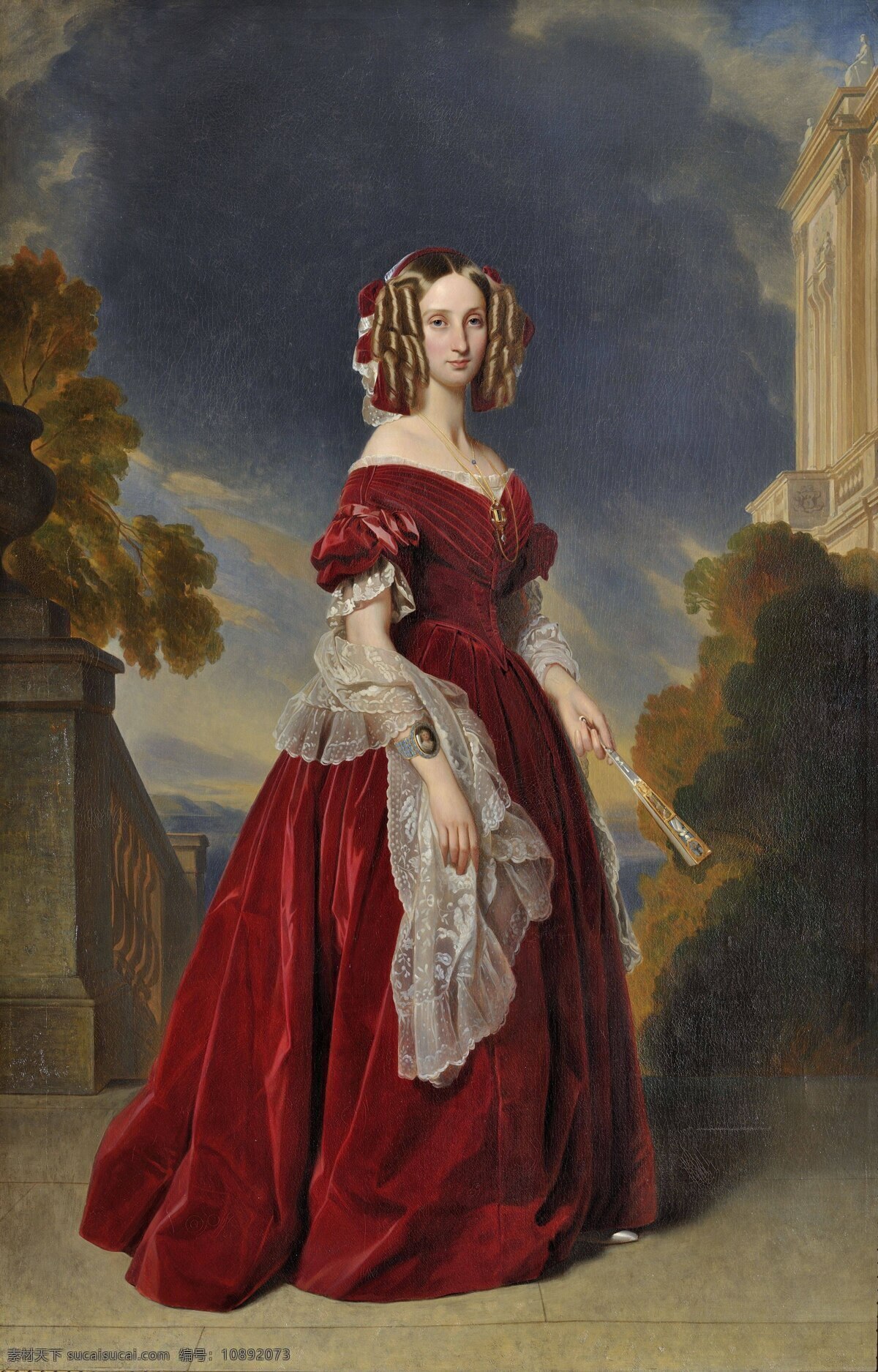 德国 画家 温特 哈尔特 作品 比利时 王后 玛丽 娅 路易丝 维多利亚 女王 舅母 弗朗 兹 萨维尔 人物油画肖像 历史人物油画 黑色