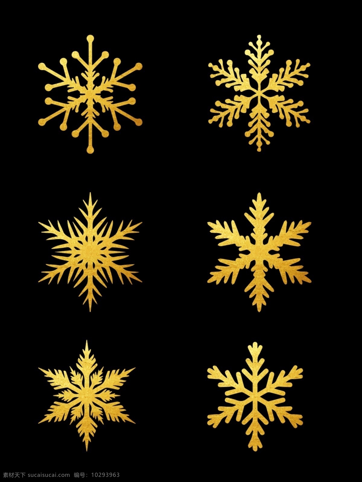 金色 纸张 纹理 雪花 元素 雪花元素