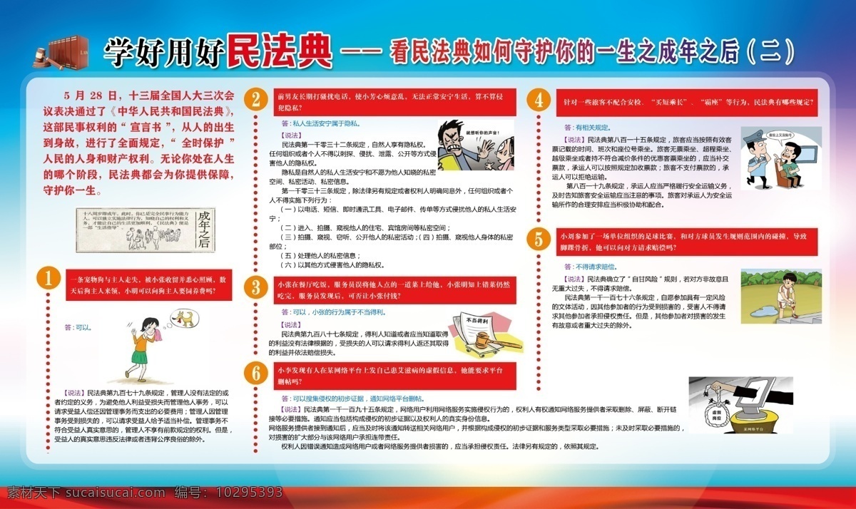 学好用好 民法典 如何守护你 一生 成年之后 法书 背景 蓝色 红色 小标题 分层