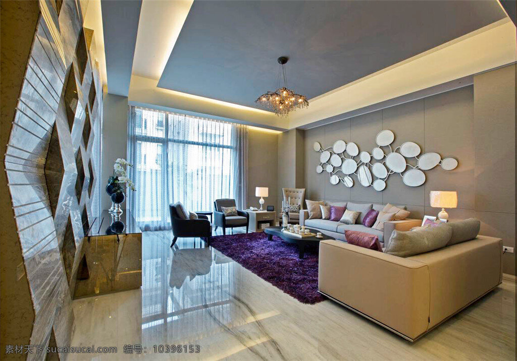 现代 时尚 客厅 白色 斑点 墙面 装饰 室内装修 图 客厅装修 白色地板 杏色沙发 金色吊灯