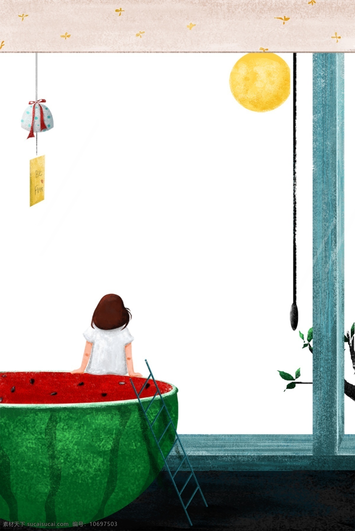 仲夏夜之梦 主题 小 清新 边框 卡通 手绘 精美 插画 海报插画 广告插画 小清新 简约风 装饰图案