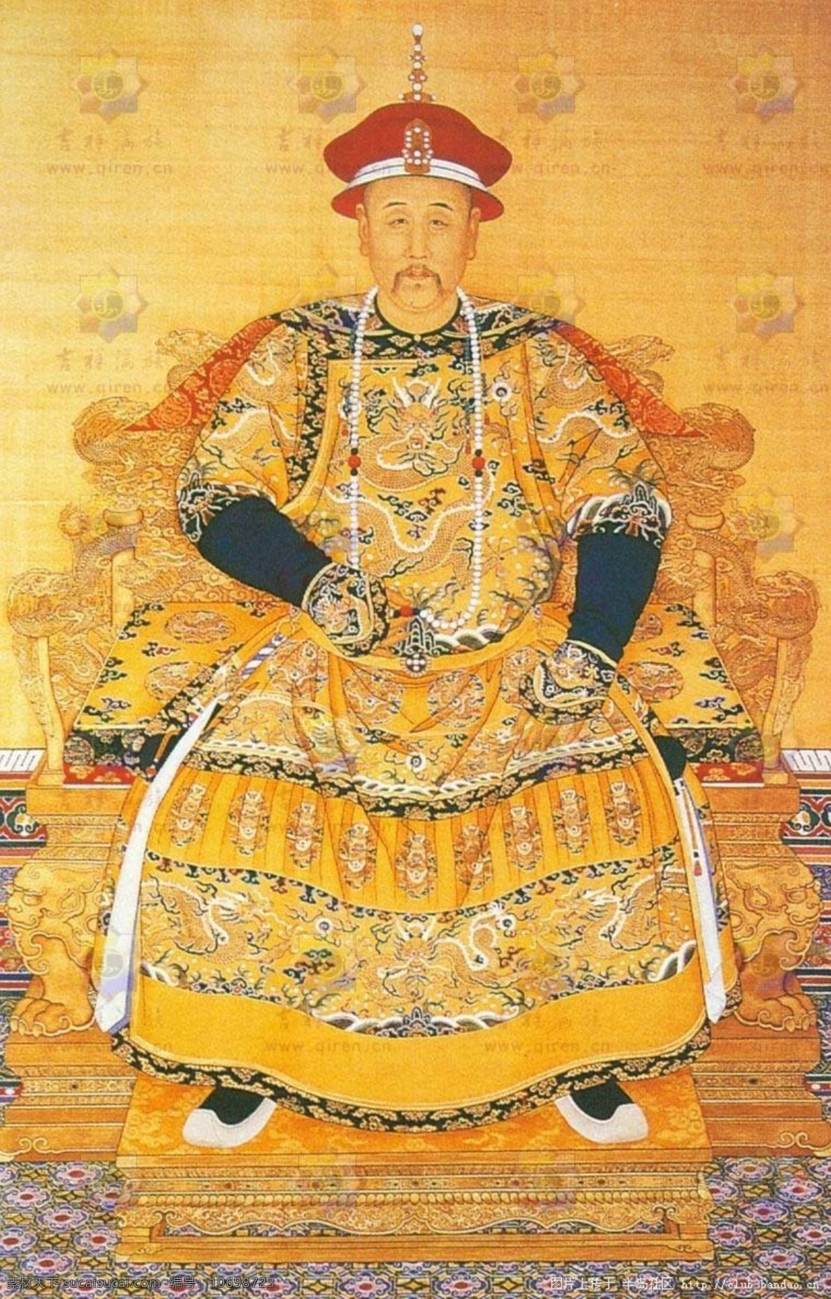 中国 帝王 花香 工笔 国画 龙袍 龙椅 中国帝王画像 文化艺术