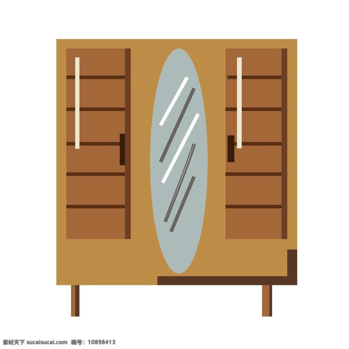 木质家具衣柜 衣柜 家具 椭圆形镜子