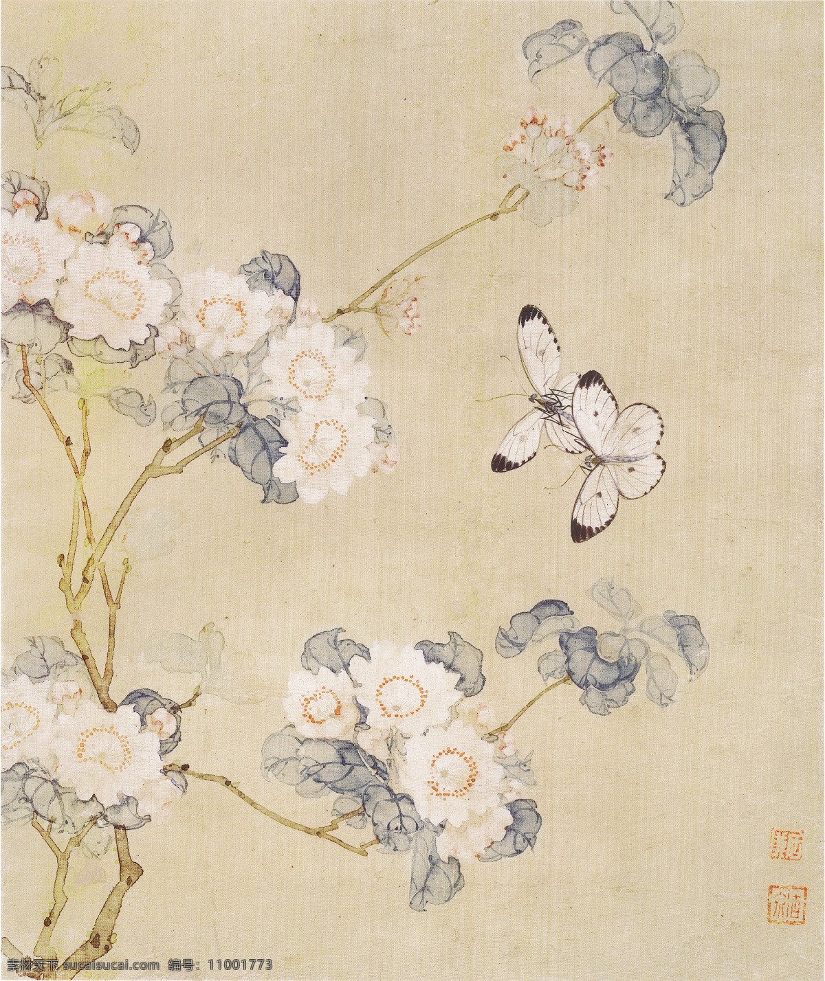 居廉花鸟 撞水撞粉 没骨花鸟 居廉居巢 花鸟 古画 文化艺术 绘画书法