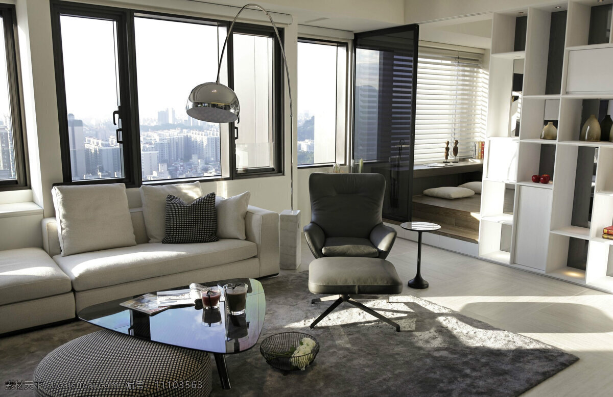现代 时尚 极 简 客厅 三角形 茶几 室内装修 效果图 客厅装修 镜面茶几 白色地板 深色地毯
