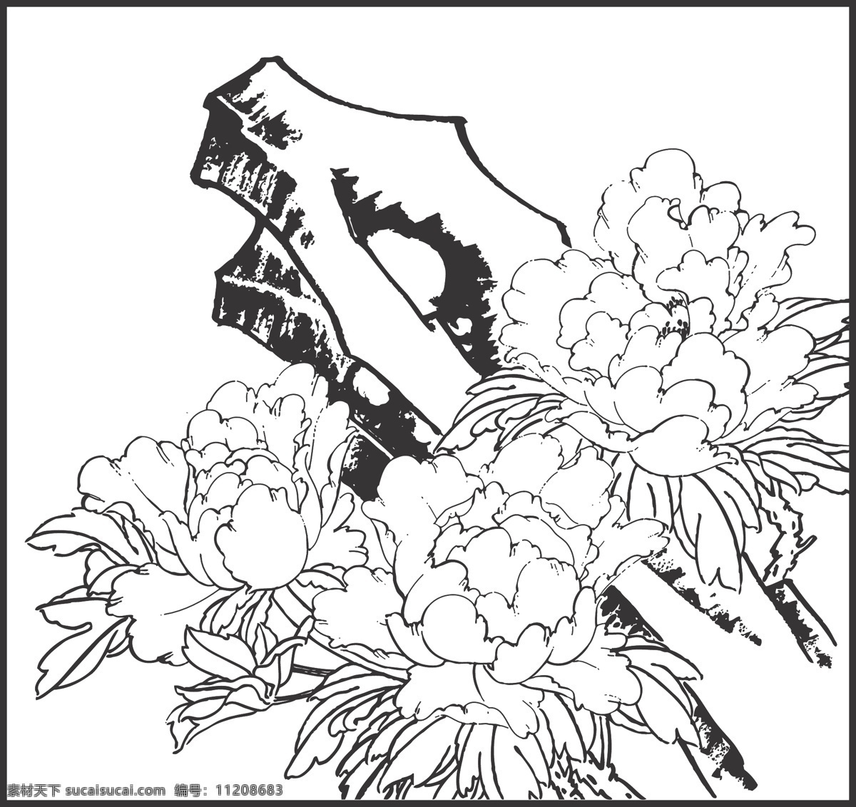 植物 观赏 线条 矢量 装饰 插画 白描 花卉白描图 生物世界 花草