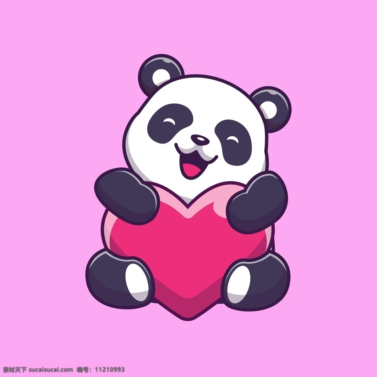 大熊猫 表情包 黑白色 开心 微笑 难过 可爱 卡通动物 国宝 野生动物 漫画 插画 爱心 卡通熊猫 卡通设计