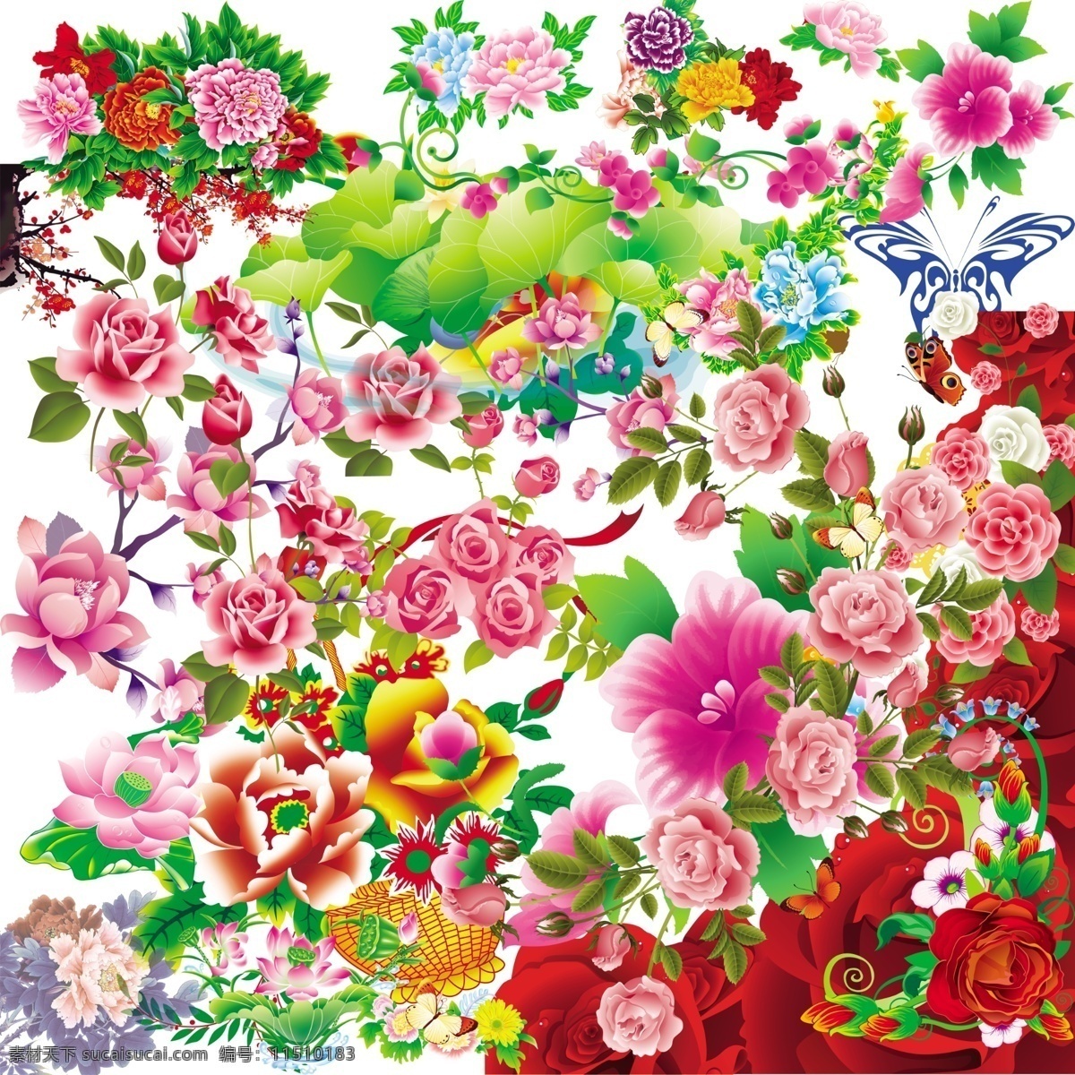 传统 花卉 背景 花朵 花卉背景 玫瑰花 牡丹花 植物 集合 psd源文件