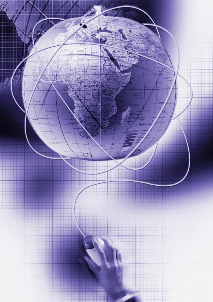 鼠标 地球 创意 科技 数码 紫色 操控地球 现代科技