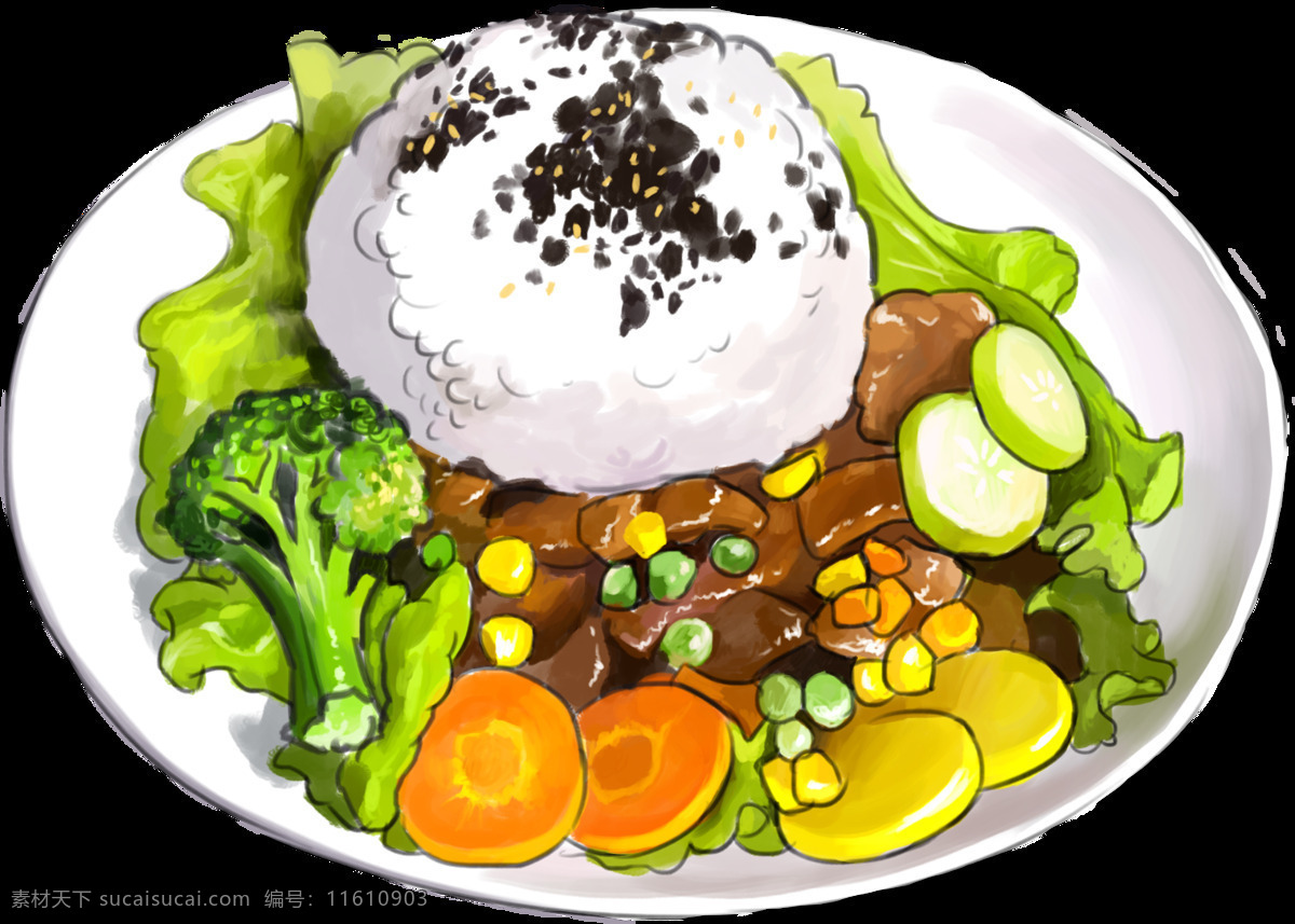 黑椒 牛肉 蔬菜 盖饭 漫画 米饭 芝麻 拌饭 西兰花 胡萝卜 土豆 生菜 黄瓜 玉米粒 青豆粒 标志图标 其他图标