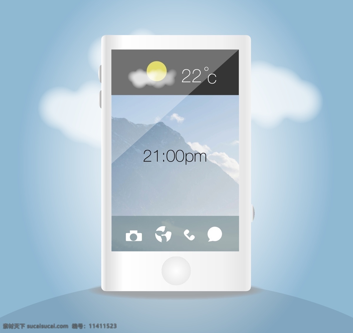 智能 手机 屏幕 样机 海报 图 智能手机 天气 接口 图标 方形