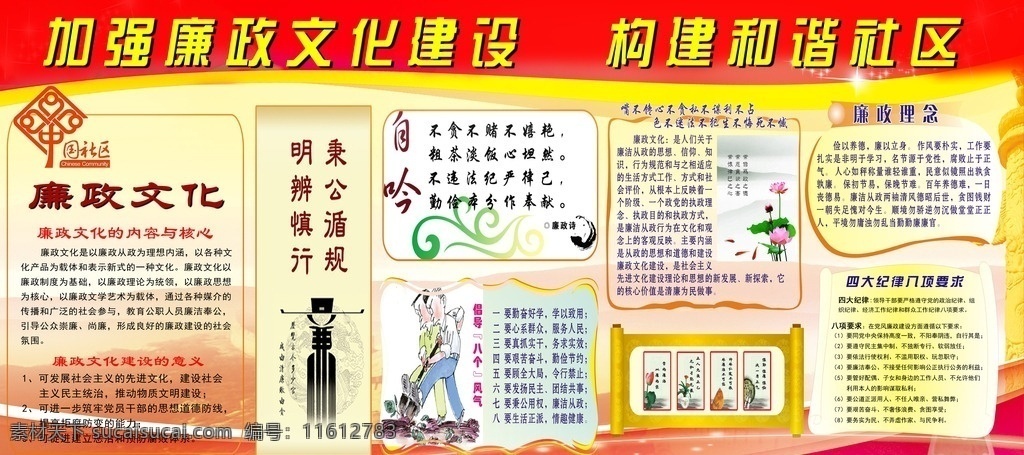 廉洁 社区 宣传 展板 社区宣传 和谐 社区建设 展板模板