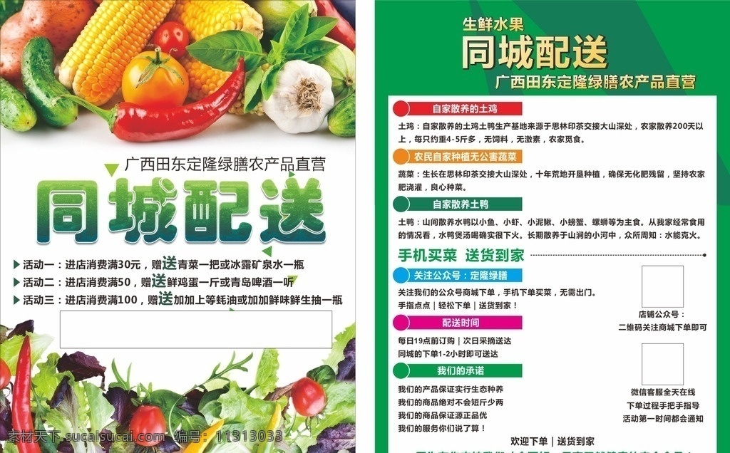 疏菜水果 疏菜 水果 绿色 宣传单页 同城配送 生鲜水果 农产品 绿色宣传单 dm宣传单