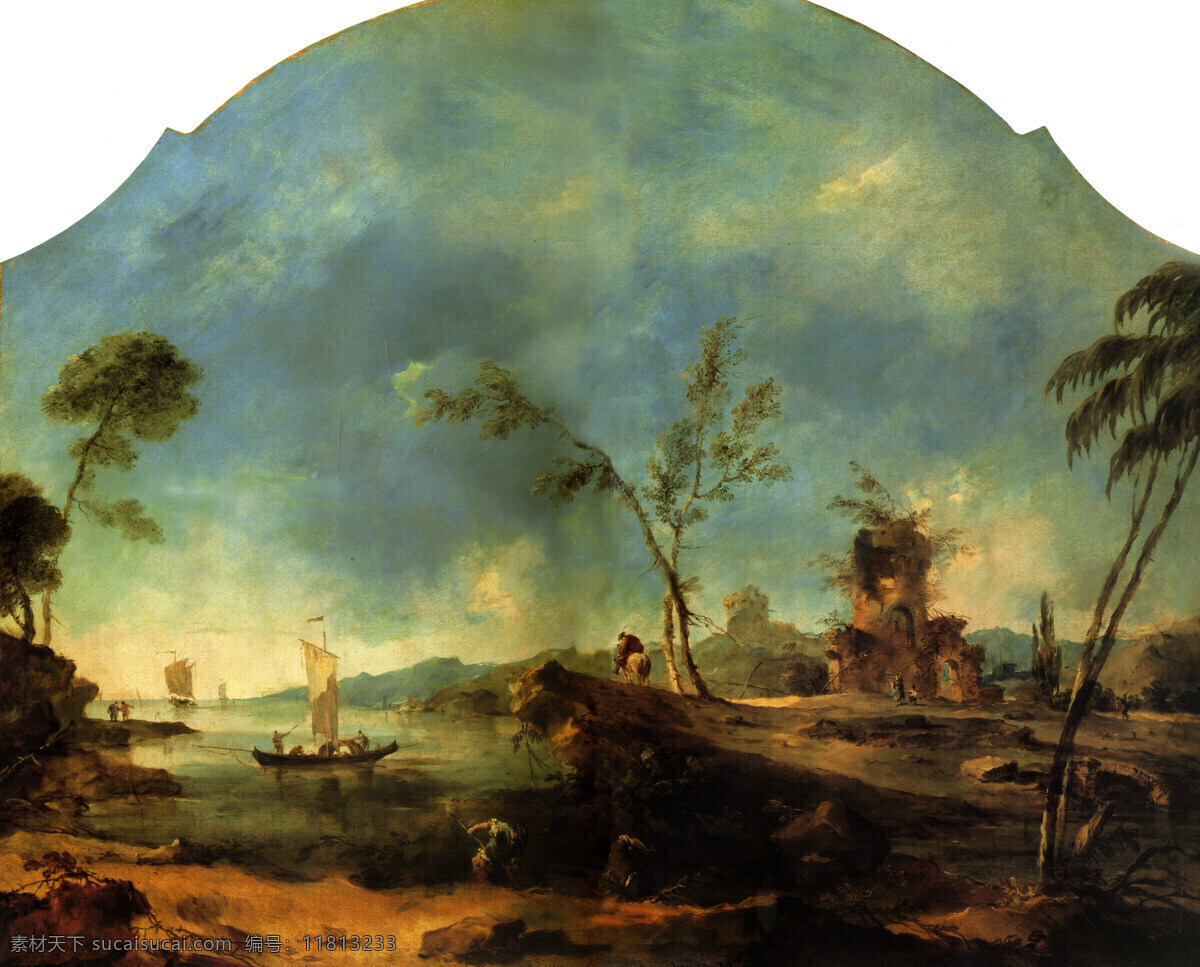 大海风光 古典油画 海洋风景 绘画书法 欧洲名画 外国风景 外国油画 荒岛 海岛风景 渔船画 文化艺术 家居装饰素材