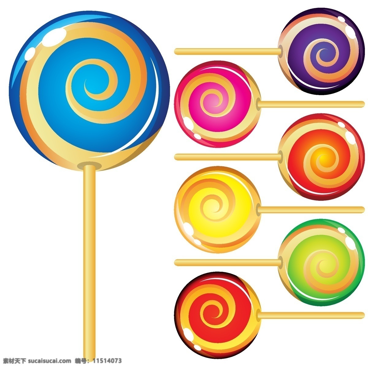 彩色 棒棒糖 矢量 食品 糖果 丰富多彩 矢量图 日常生活
