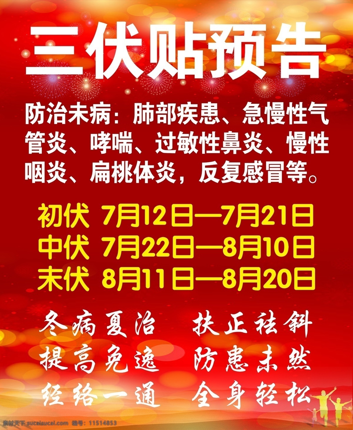 三伏贴预告 三伏贴 展板 冬病夏治 扶正祛斜 提高免逸 防患未然 经络一通 全身轻松