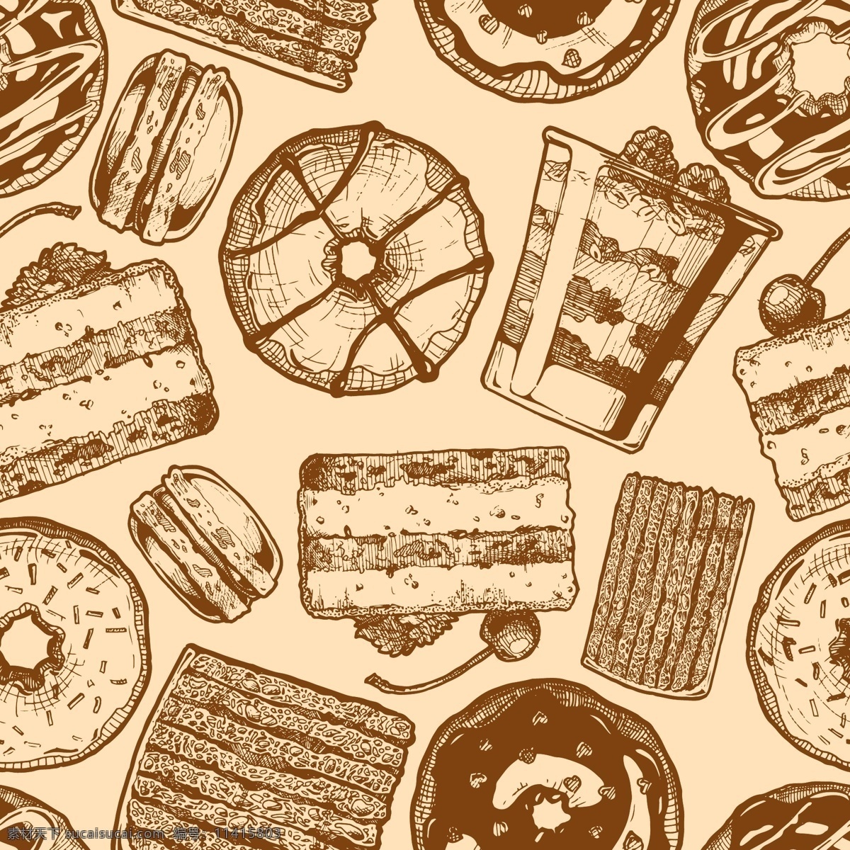 食品 蛋糕 面包 绘制 绘画 烘焙 糕点 羊角面包 产品 甜甜圈 绘制草图 美味 手绘 手绘面包 手绘饼干