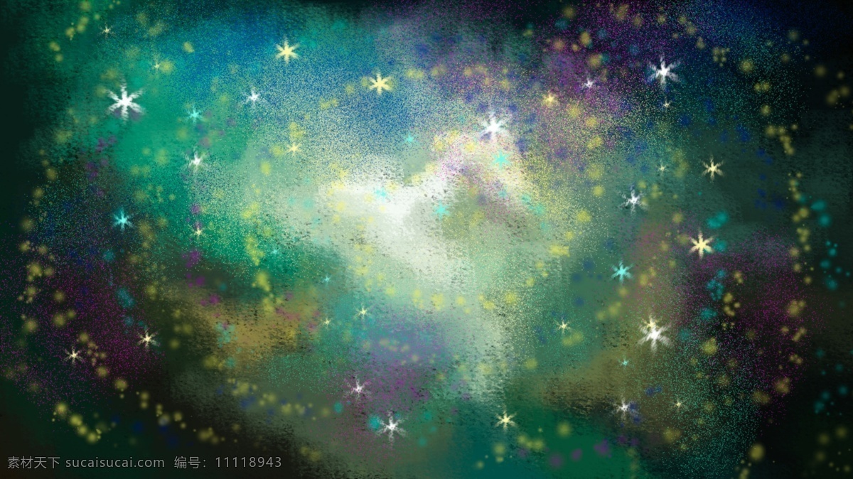 手绘 治愈 插画 宇宙 星空 绿色 底纹 装饰画 壁纸 星星 渐变 背景 手机壳 海报