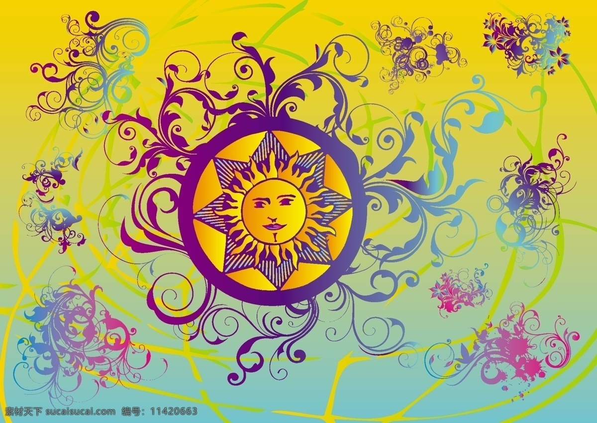 夏日太阳图 太阳 夏日 海报 黄色