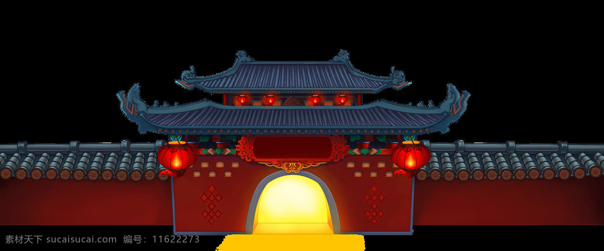 卡通 古式 宅院 元素 png元素 古代 建筑 免抠元素 深宅大院 透明素材