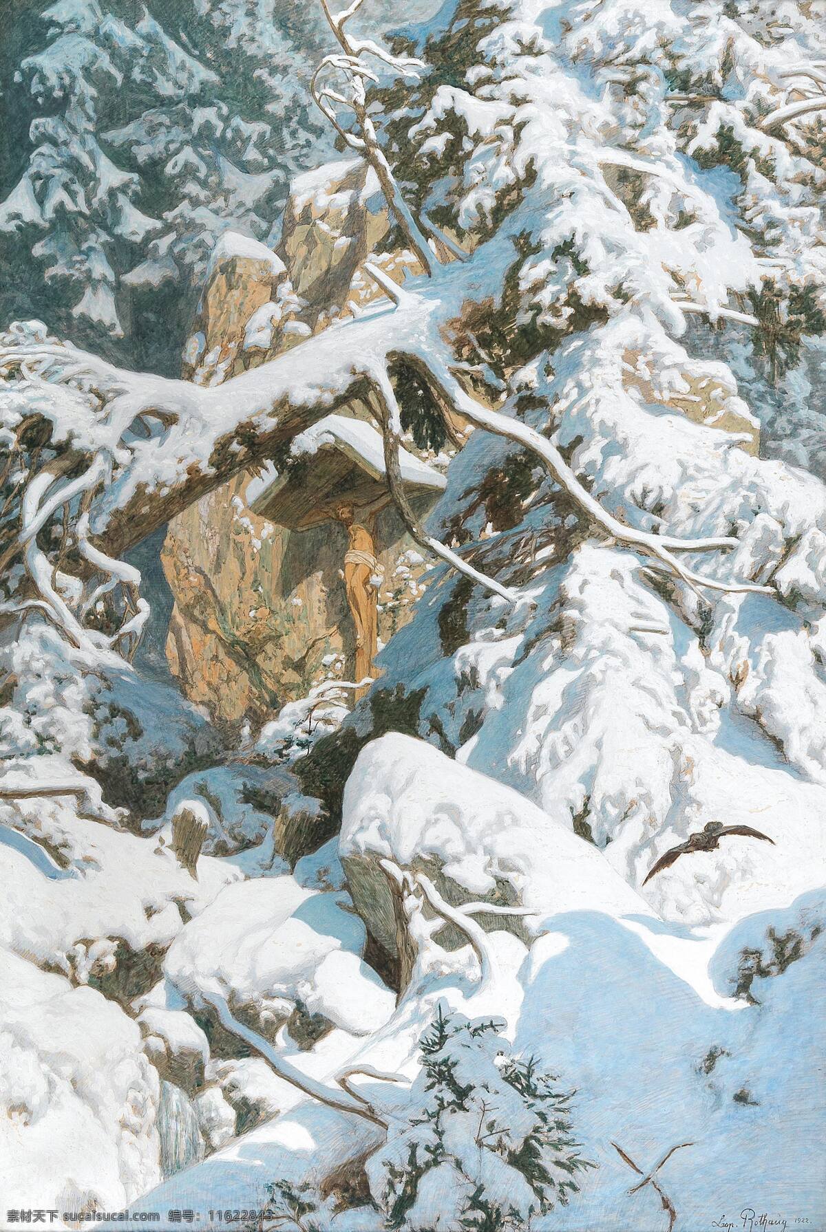 马特尔 冬季 森林 严冬 白雪覆盖 树木 阳光照耀 19世纪油画 油画 文化艺术 绘画书法