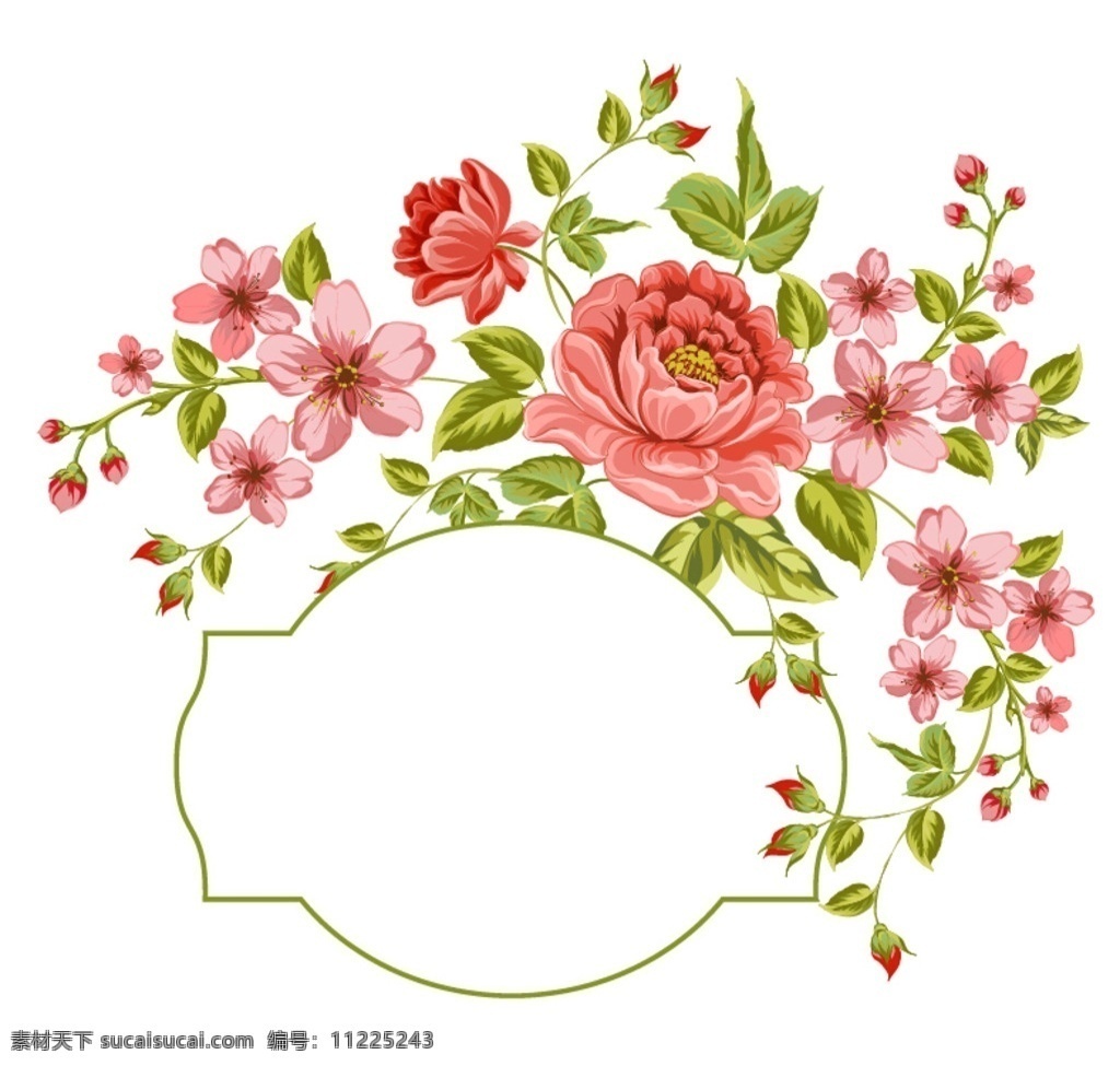 水彩 花朵花框 欧式花框 水彩花朵 标签 花朵 花朵素材 卡通设计