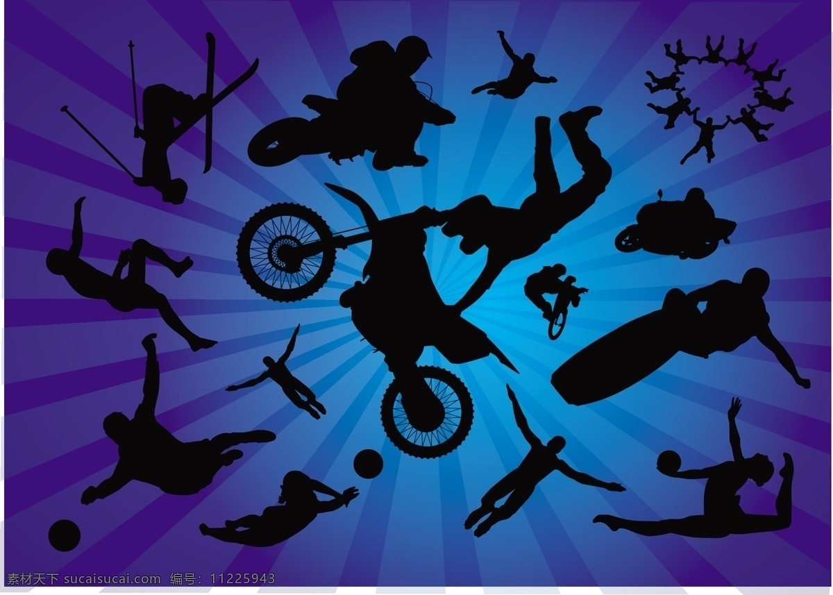 体育 行为 降落伞 潜水 跳 行动 自行车 足球 小轮车 矢量图 其他矢量图