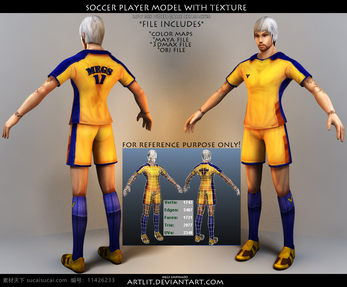 含 maya 模型 足球运动员 textures model soccer 人物模型 运动员 足球 player 人物角色 3d模型素材 动植物模型