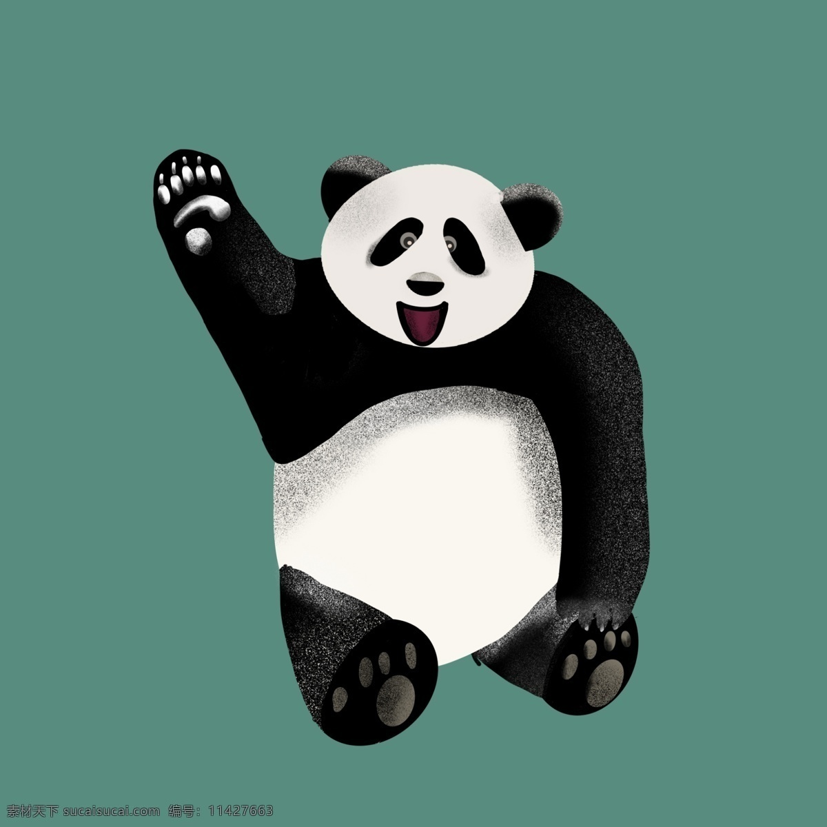 卡通 熊猫 快乐 元素 卡通头像 国宝 挥手
