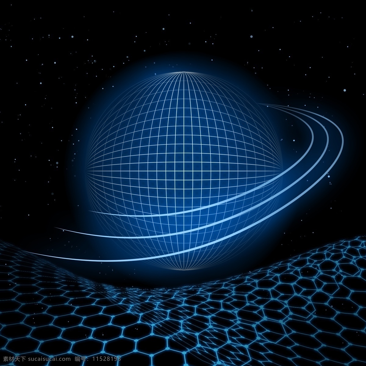 现代 线条 科技 蓝色 网状 发光 地球 球