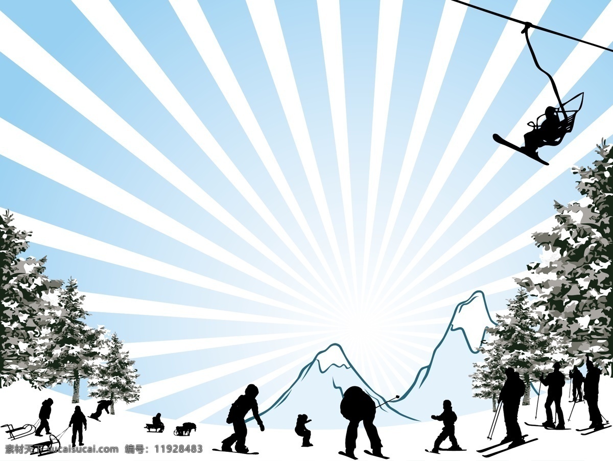 滑雪海报 滑雪 海报 运动 文化艺术 体育运动 生活百科 矢量素材 白色