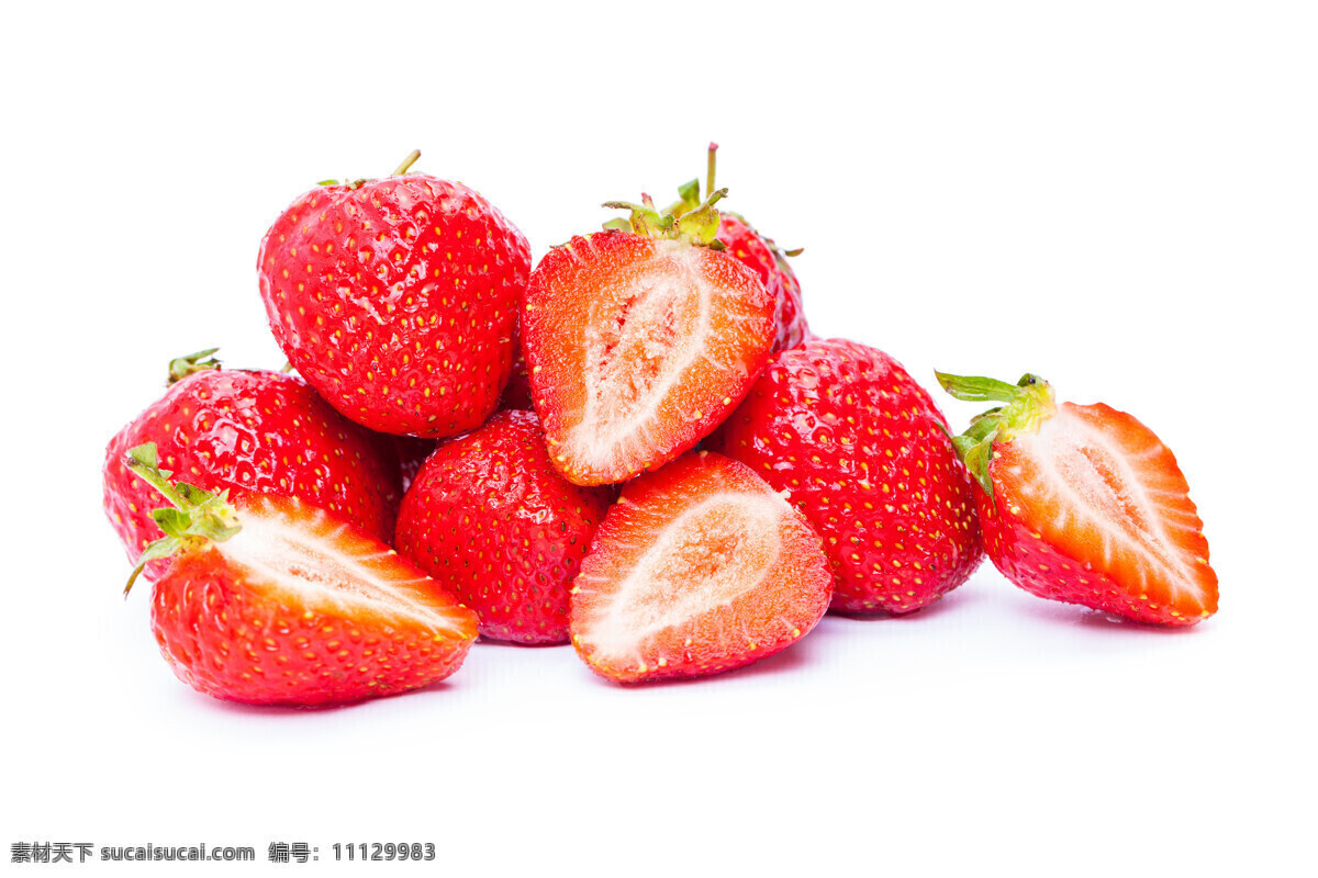 高清 新鲜 切开 草莓 特写 蔬果 果蔬 膳食