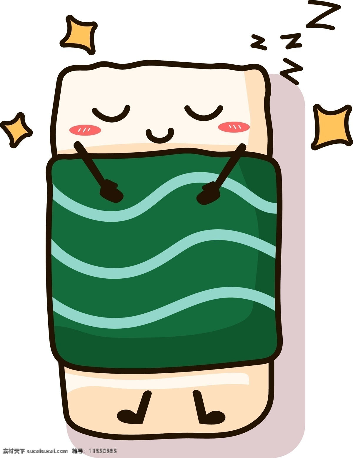 寿司 食物 表情 卡通 矢量 商用 装饰 元素 睡觉 可商用
