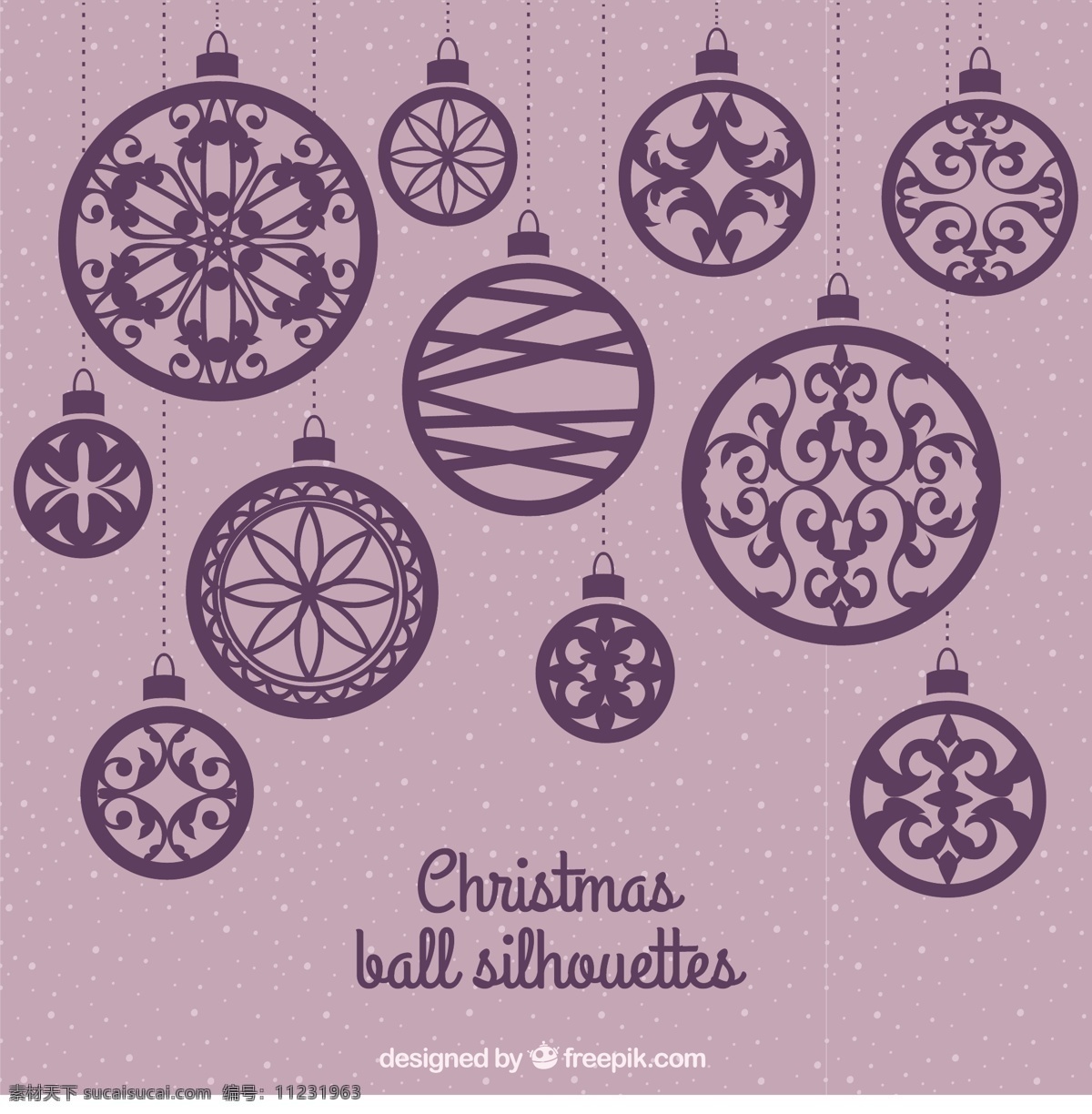 purple christmas balls silhouettes 背景 圣诞节 圣诞快乐 冬天 快乐 圣诞背景 剪影 庆典 节日 节日快乐 紫色 紫色的背景 冬天的背景 圣诞球 轮廓 球 季节