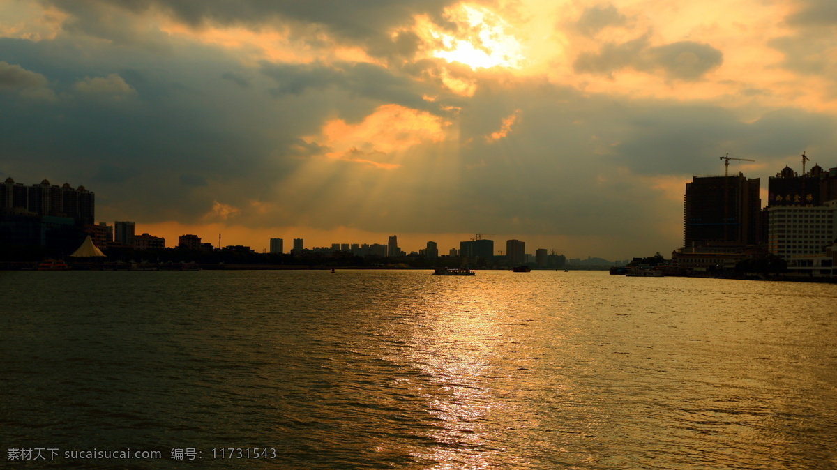 广州 白鹅 潭 夕阳 风景