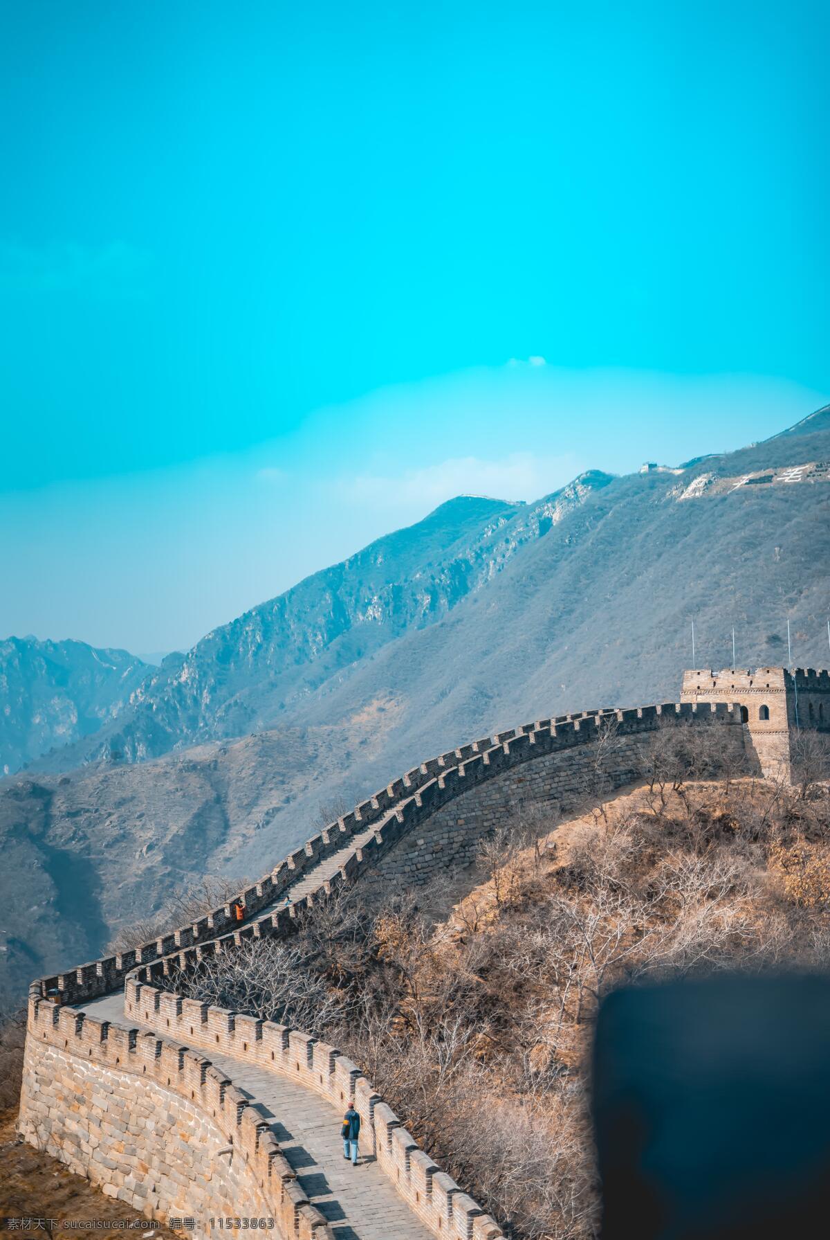 万里长城 长城 风景 天空 蓝天 名胜古迹 古迹 遗迹 旅游摄影 人文景观 自然风景专辑 国内旅游